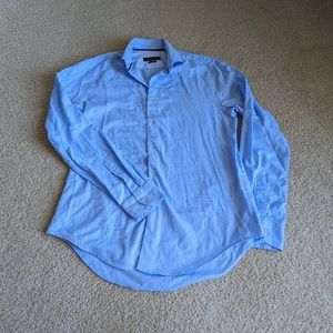 Zara Men's Button Down Shirt Slim Fit Large Blue Dot Pattern